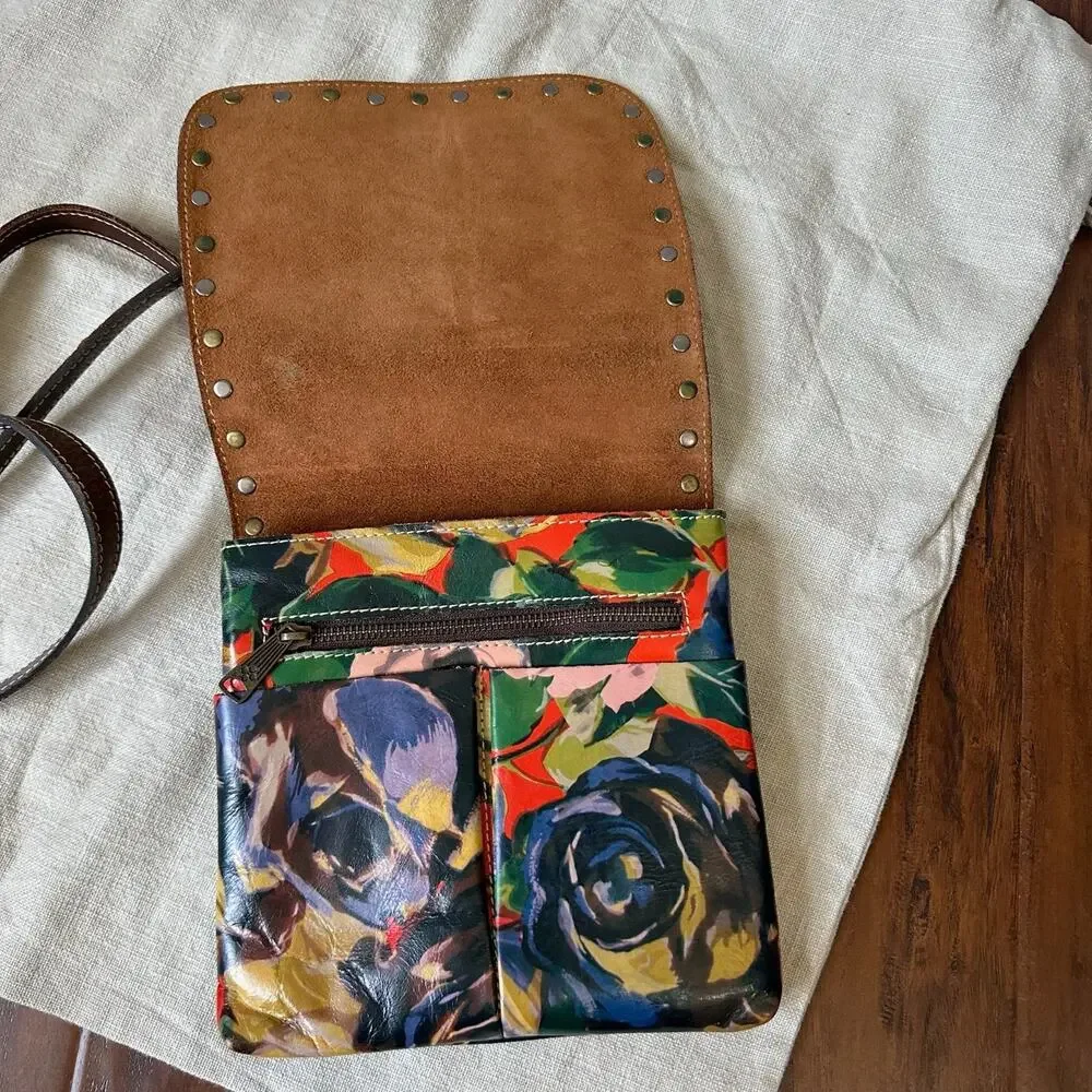 PATRICIA NASH Crossbody Bag Multicolor Floral Leather Studded Sling Purse